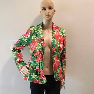 Floral Green and Red Women's Blazer